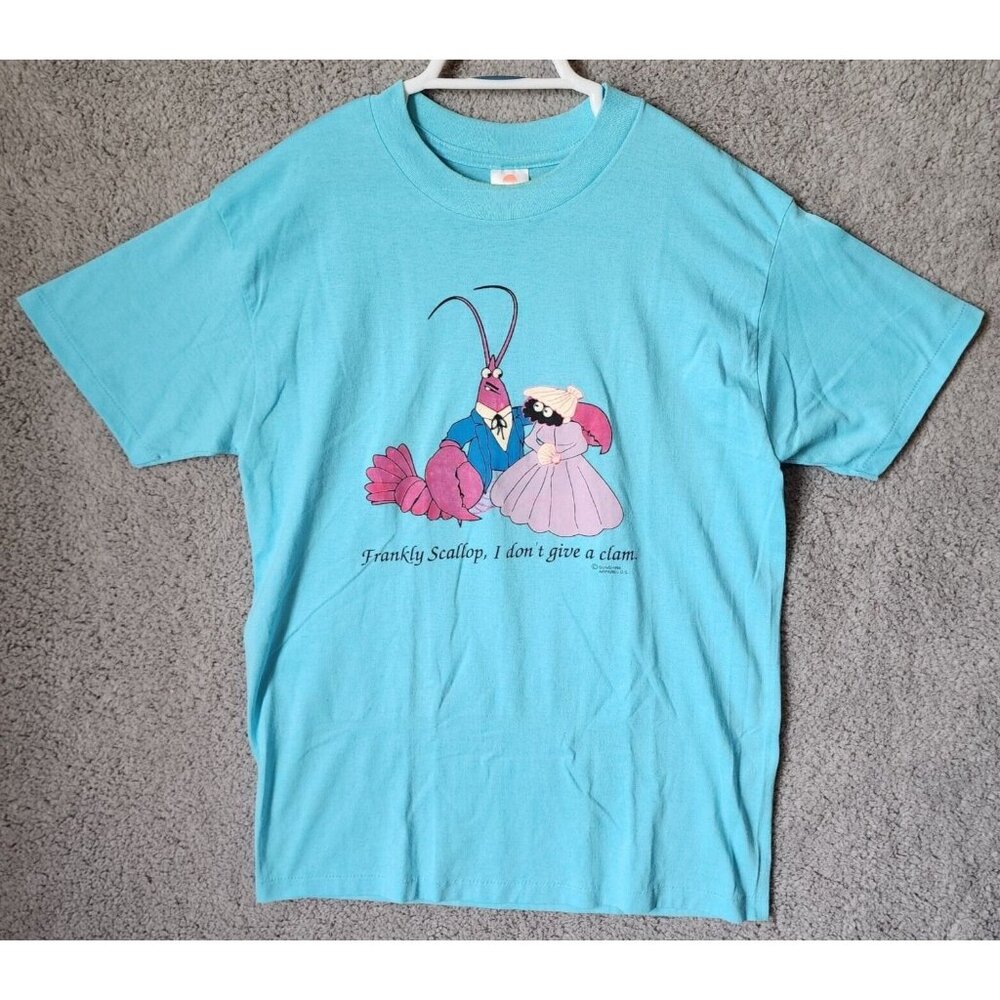 VTG Blue Single Stitch "Gone with the Wind" Humor Graphic‎ T Shirt Size XL USA